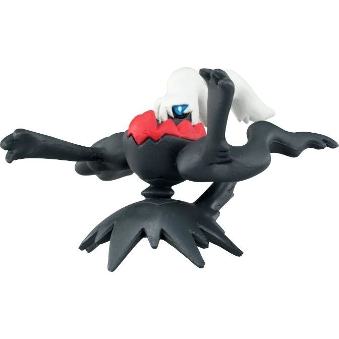 Darkrai Pokémon figure with white hair, red collar, and black body on a star-shaped base.