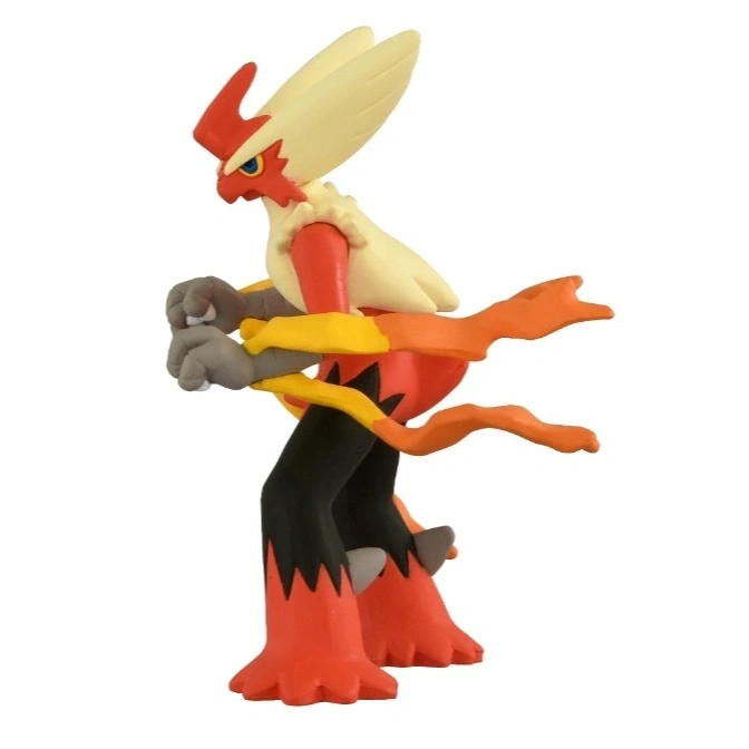  Blaziken toy figure with red, black, and yellow details in a fighting pose.