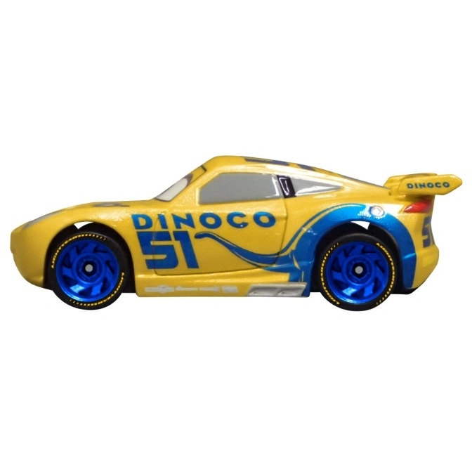  Yellow Dinoco toy car with blue accents and the number 51.