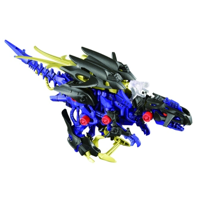  Blue and black Zoids dinosaur toy with gold accents and red details.
