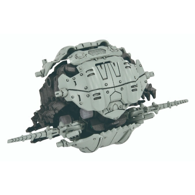  Grey spherical robot toy with protruding rods and mechanical detailing.