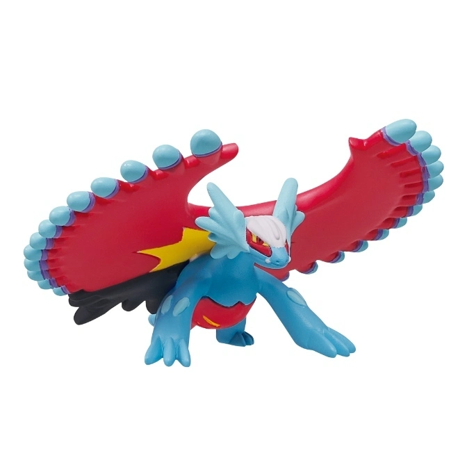  Blue and red Noivern toy with wings spread.
