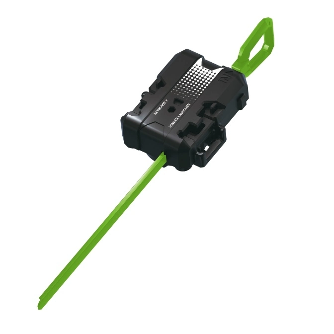  Beyblade X winder launcher with green ripcord and handle.