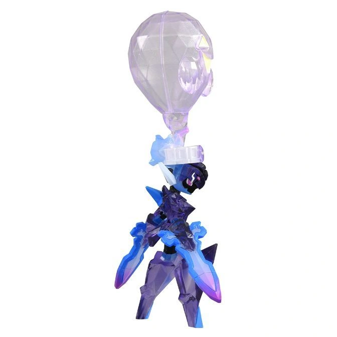 Purple crystal toy figure with a clear, faceted head and sword-like arms.