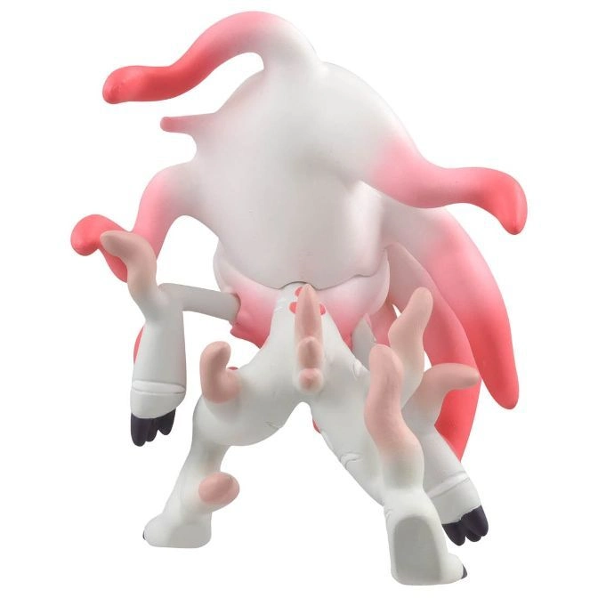  Standing white and pink toy figure with tentacles and hooves.