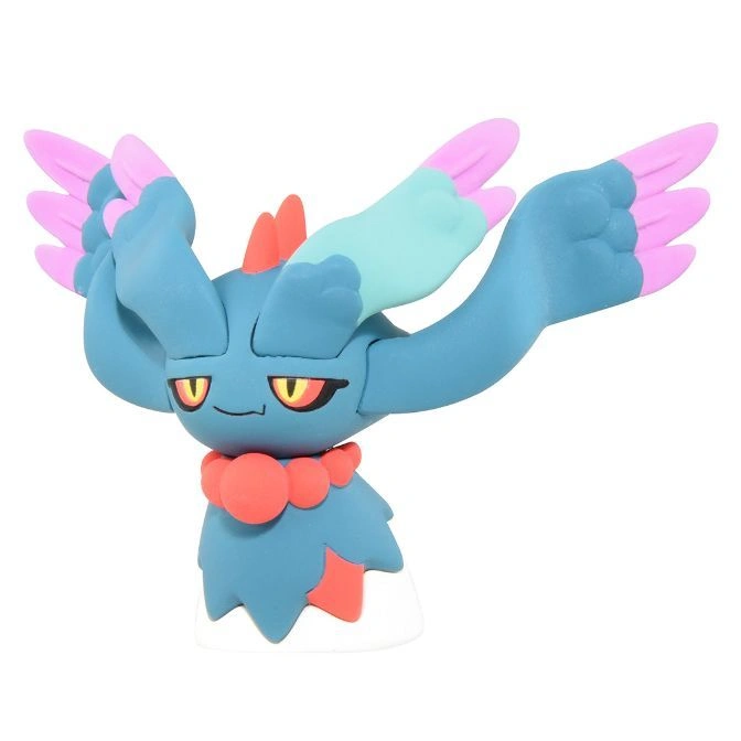  Blue Misdreavus Pokémon figure with pink and teal accents, posed with arms outstretched.