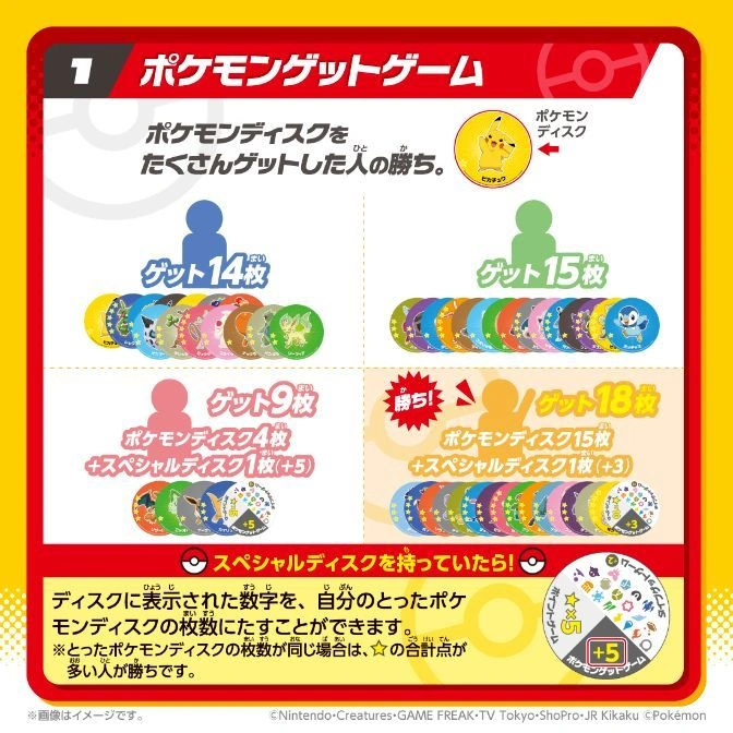  Pokémon Get Game instructions: collect Pokémon disks, special disks add points. Most disks win!