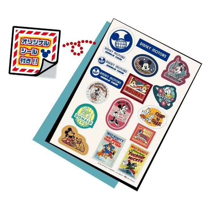  Disney Motors sticker sheet with Mickey and friends, plus bonus sticker.
