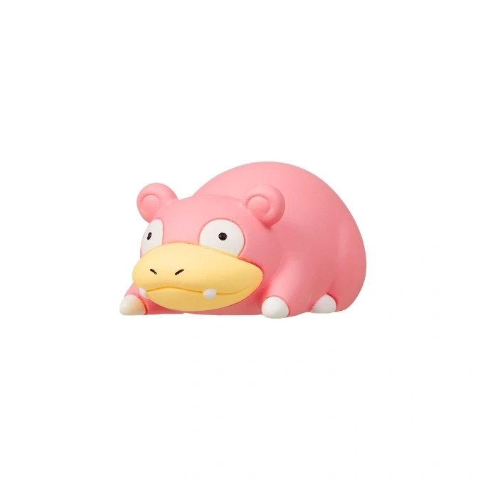  Pink Slowpoke toy with a yellow snout and white paws.