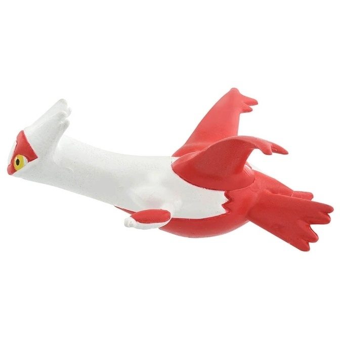  Red and white Latios Pokémon toy figure in a flying pose.