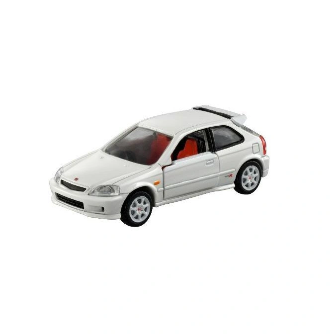 White Honda Civic Type R toy car with red interior and spoiler.