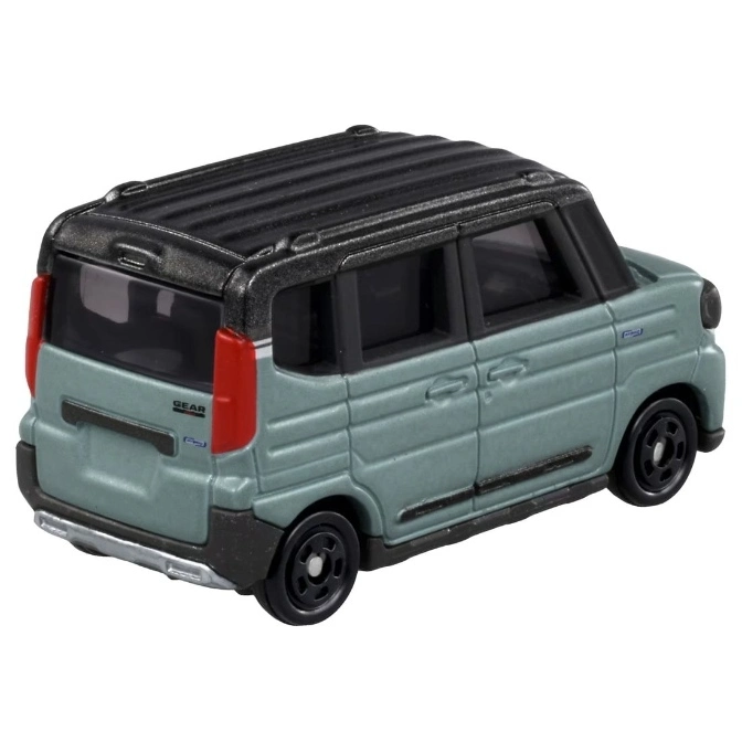  Toy car: a light green Suzuki Spacia Gear with a black roof and black wheels.