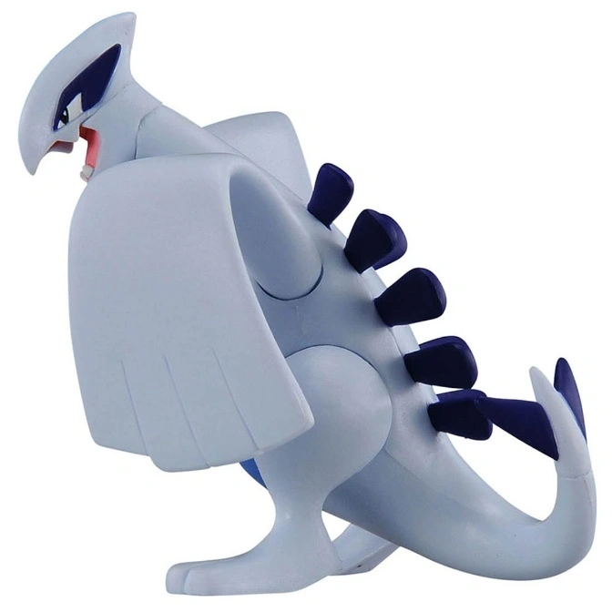  Lugia toy figure with blue accents on its head, back, and tail.