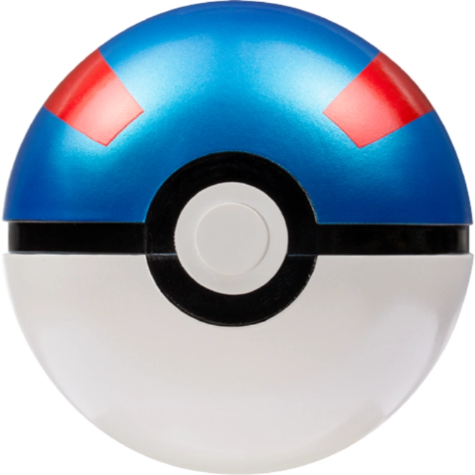 Blue and white Ultra Ball toy with red accents.