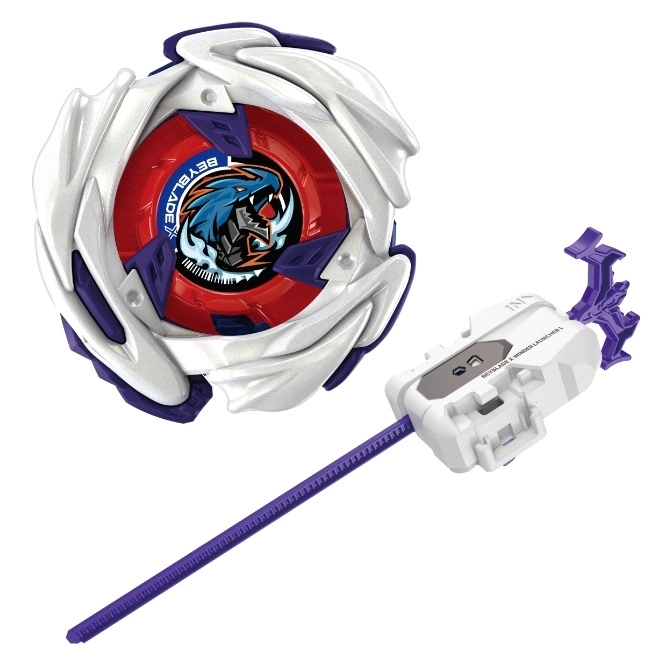  Beyblade Burst Surge HyperSphere Viper Valtryek V6 with launcher. White, purple, and red design.