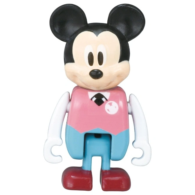  Mickey Mouse toy figure with pink shirt, blue pants, and red shoes.