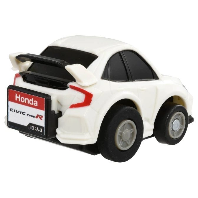  White Honda Civic Type R toy car with spoiler and black wheels.