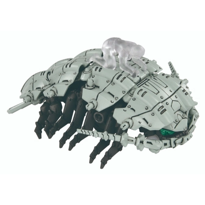 Grey spider-like toy with a translucent figure on top, featuring mechanical details and multiple legs.