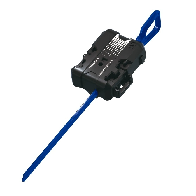 Beyblade X winder launcher with blue grip and ripcord.