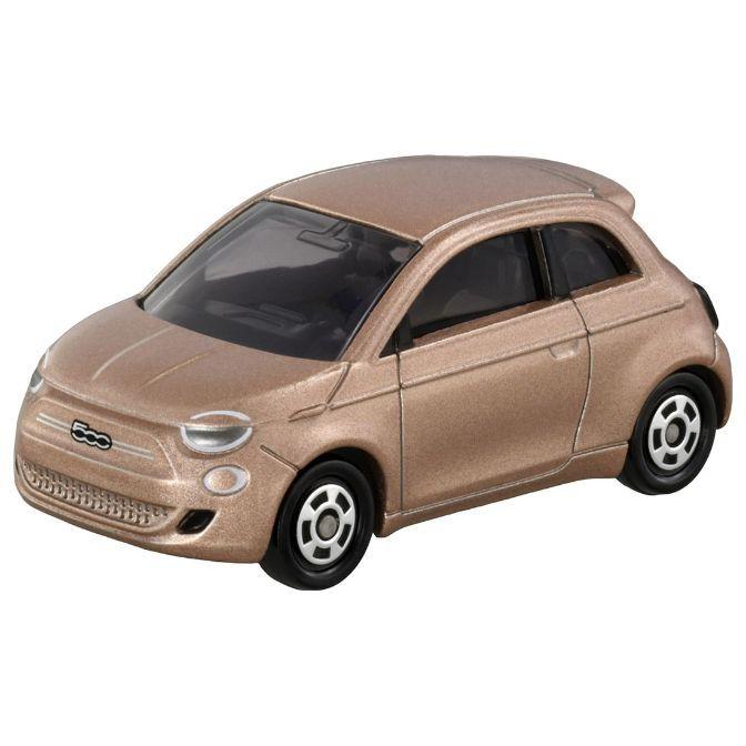 Gold Fiat 500 toy car with detailed wheels and front grill.