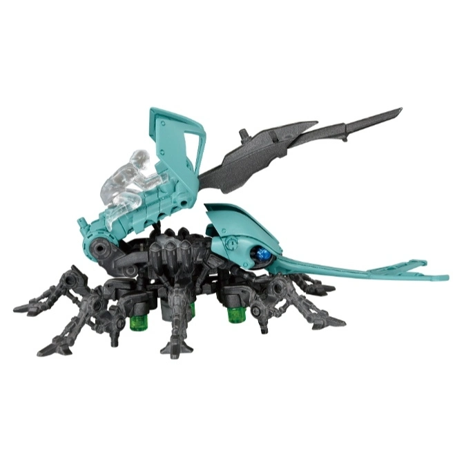 Bug-like toy with a cockpit, pilot figure, and insectoid legs.