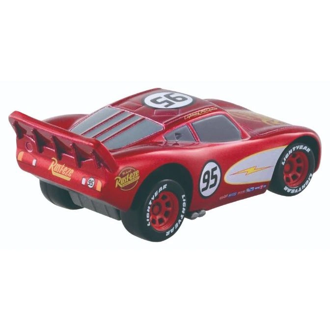  Red toy car resembling Lightning McQueen with the number 95 and Rust-eze logo.