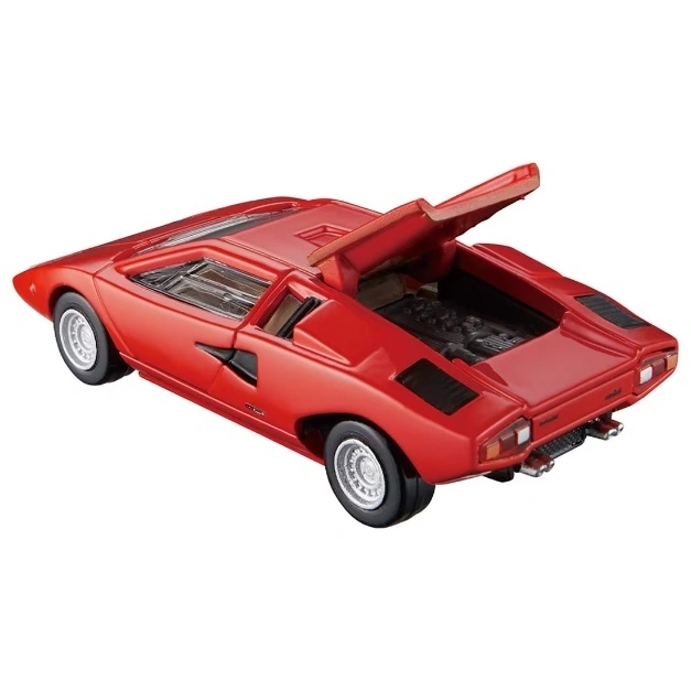  Red toy Lamborghini Countach with engine bay open, showcasing the engine.