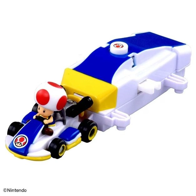  Toad in a Mario Kart transforming into a vehicle launcher toy.