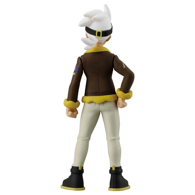  Back view of a figurine with white hair, goggles, brown jacket, and boots.
