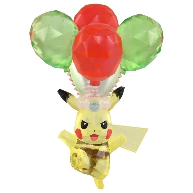  Crystal Pikachu figure holding red and green balloons.