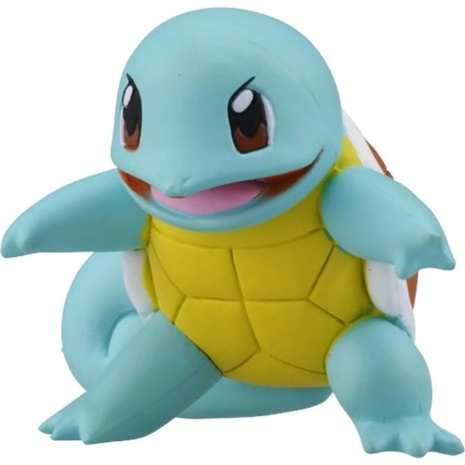 Squirtle toy figurine with a yellow shell and blue body.