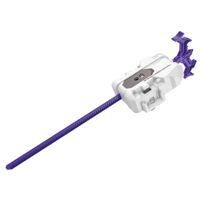  Beyblade launcher with a long, purple ripcord and white grip.