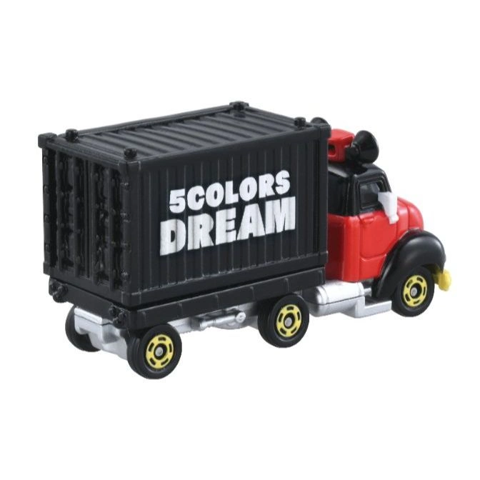 Toy truck with a black container labeled "5COLORS DREAM" and a red cab.