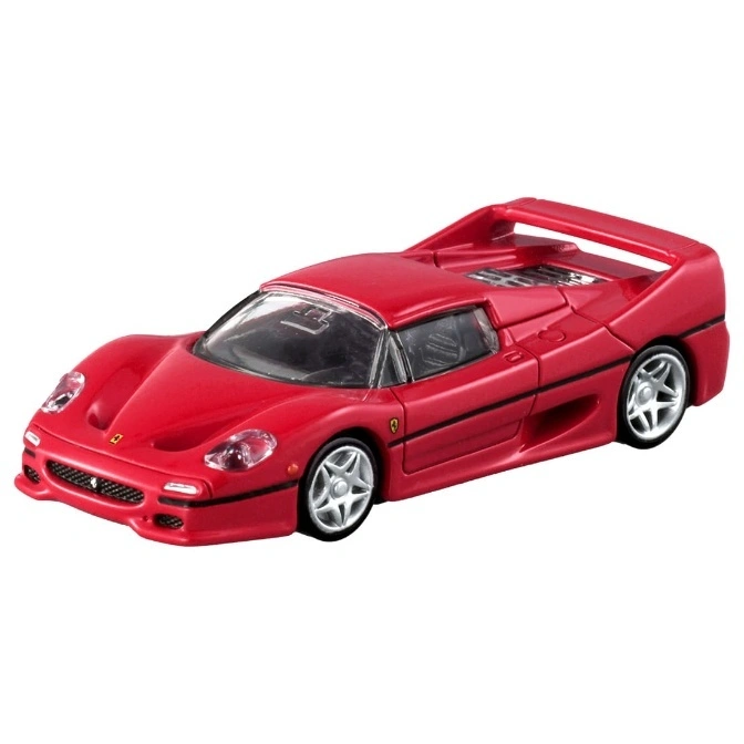 Red Ferrari F50 toy car with silver wheels and a spoiler.