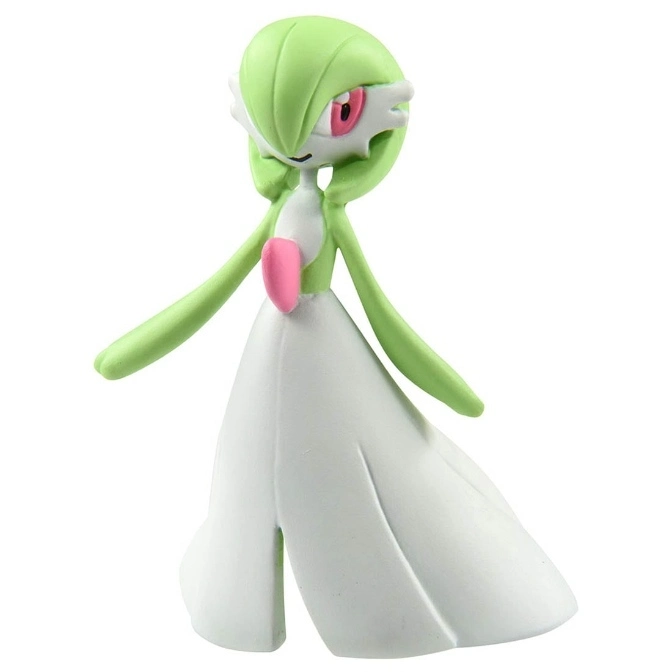  Gardevoir toy figure with green head and arms, pink chest spike, and white dress.