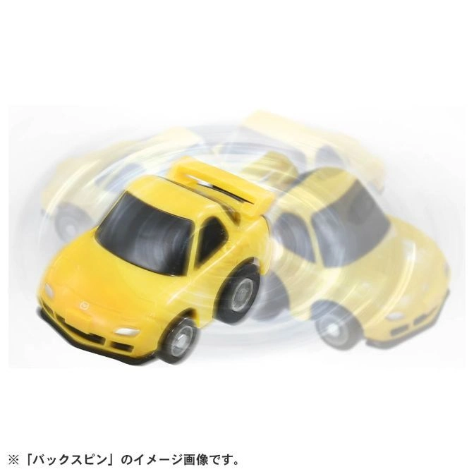  Yellow toy car spinning, with a spoiler. Backspin action.