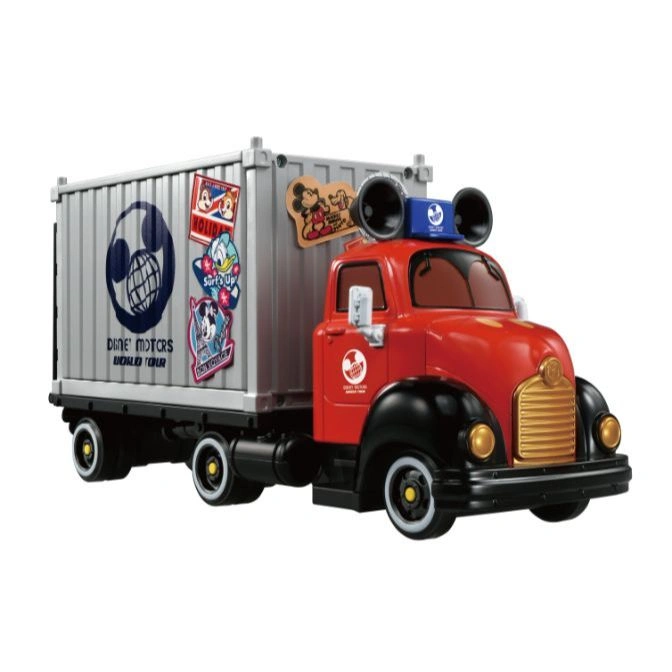  Disney Motors truck toy with Mickey Mouse ears on top and stickers on the trailer.