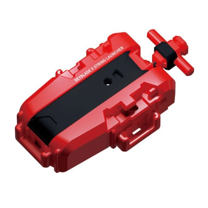  Red Beyblade X string launcher with black grip and winder.