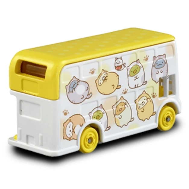  Sumikko Gurashi double-decker toy bus with character designs and yellow accents.
