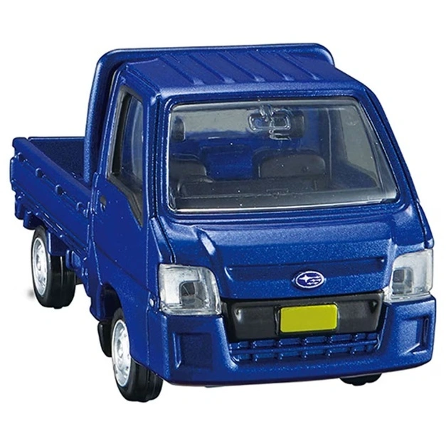  Blue toy Subaru Sambar truck with a yellow license plate.