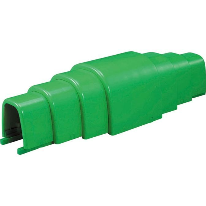 Green cable protector ramp with multiple channels.