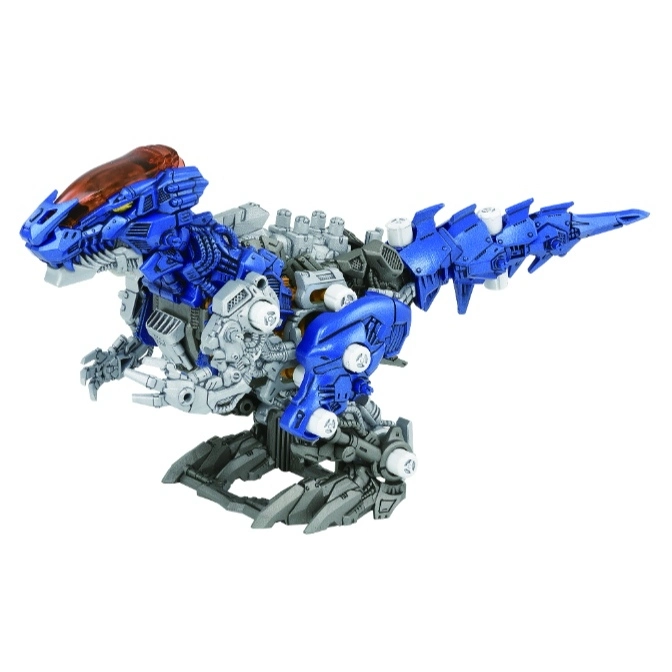  Blue and gray Zoids dinosaur toy with detailed mechanical parts.