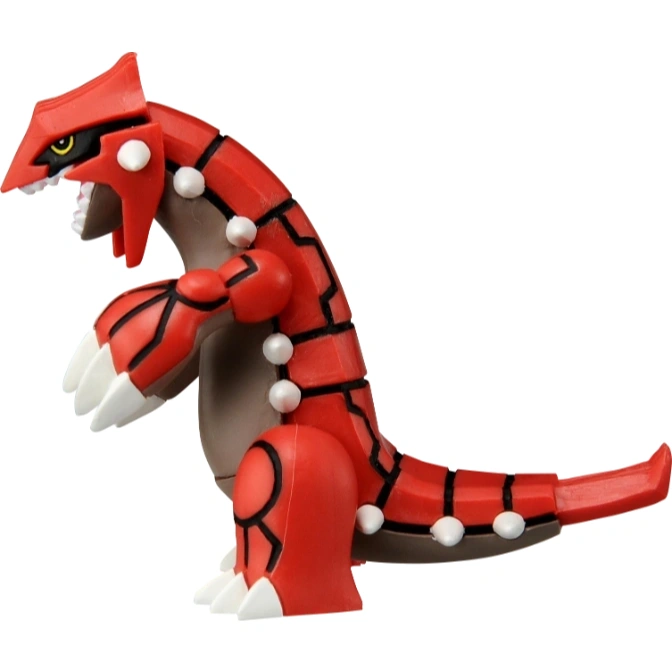  Red Groudon toy figure with white claws and pearl-like accents.