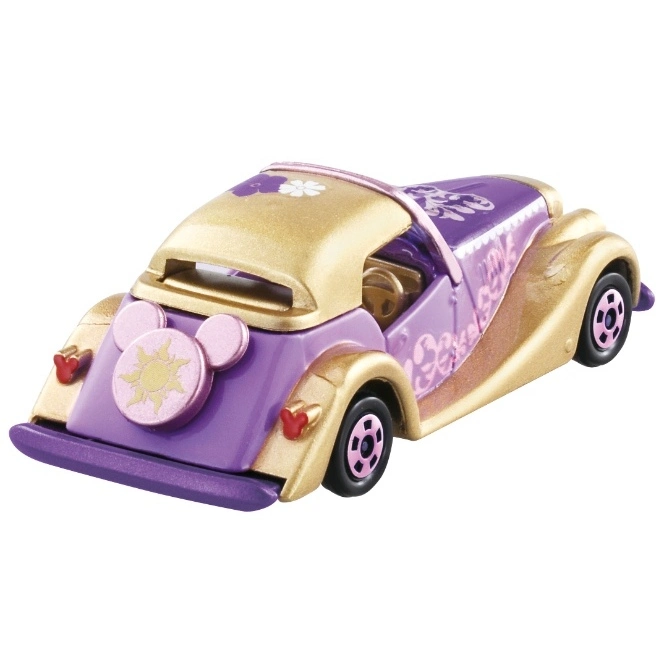  Purple and gold Rapunzel toy car with Mickey Mouse ears and sun emblem.