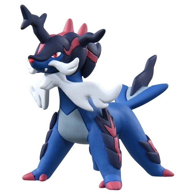 Cobalion Pokémon toy figure with blue body, red accents, and white beard.