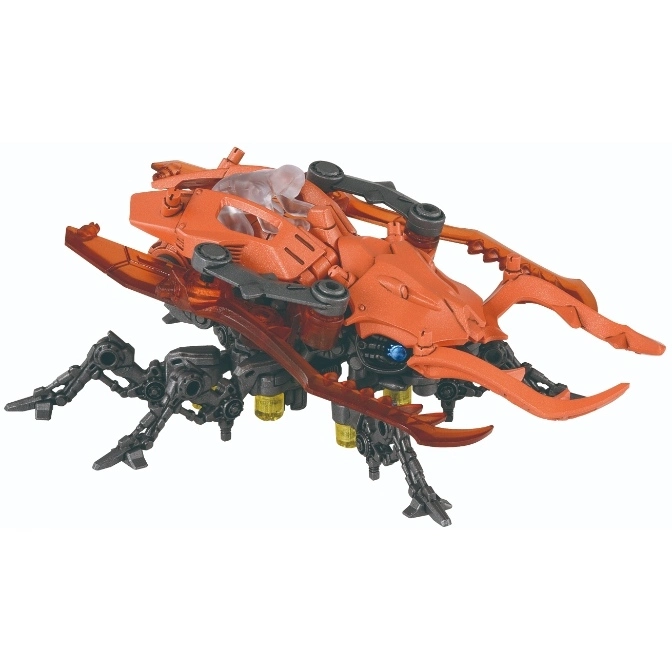  Orange beetle-shaped Zoid toy with black legs and transparent red and yellow accents.