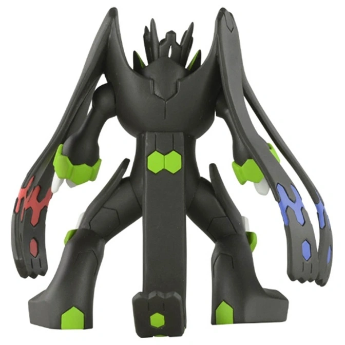  Black Zygarde Complete Forme toy with green, red, and blue accents.