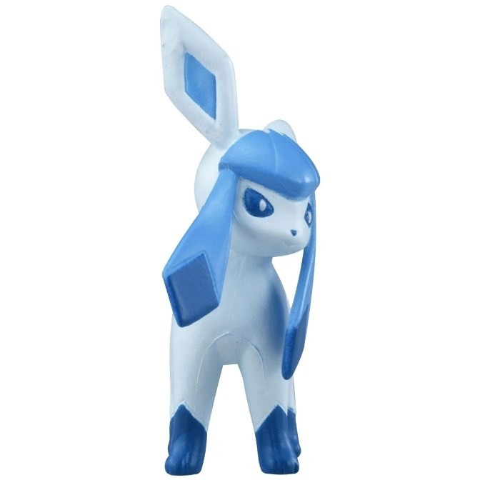  Icy blue and white Glaceon Pokémon toy figure standing.
