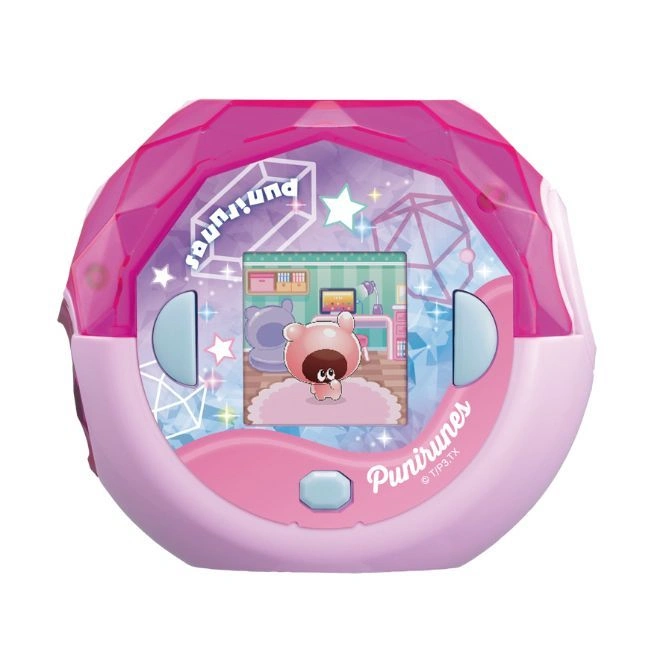 Pink Punirunes virtual pet toy with a character on screen.