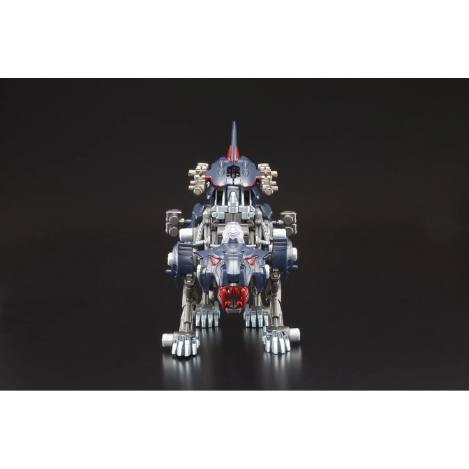  Zoids Liger Zero toy robot with a blue and gray color scheme, standing on all fours.